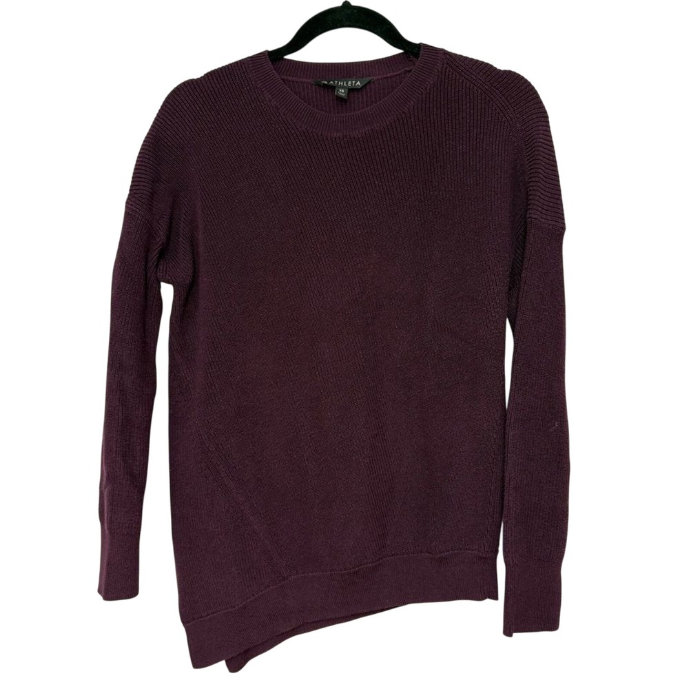 Athleta Women's Extra Small Rest Day Asymmetrical Crewneck Sweater Purple